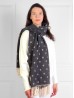 Cashmere Feeling Paisley & Polka-Dot Scarf with Fringes